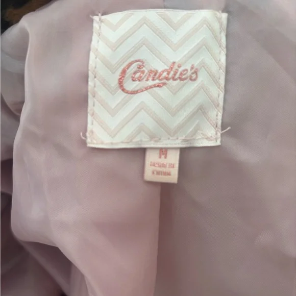 Candie's Pink and Black Teddy Jacket with Plush Texture and Oversized Fit - Picture 6 of 6